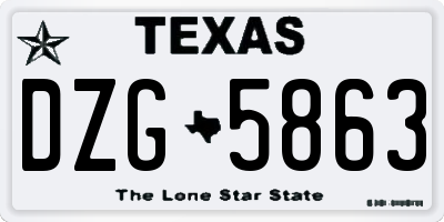 TX license plate DZG5863
