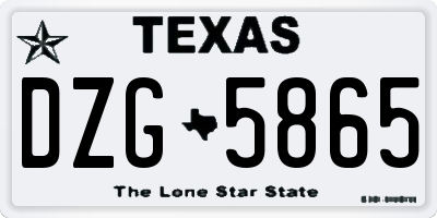 TX license plate DZG5865