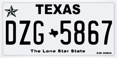 TX license plate DZG5867