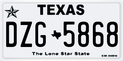 TX license plate DZG5868
