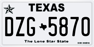 TX license plate DZG5870