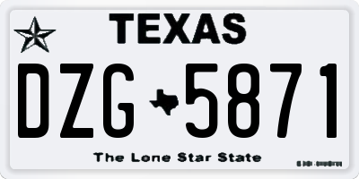 TX license plate DZG5871