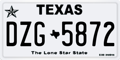 TX license plate DZG5872