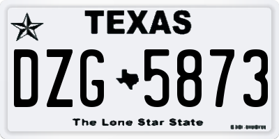 TX license plate DZG5873