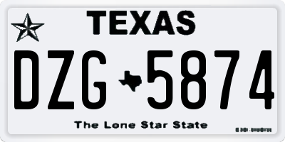 TX license plate DZG5874