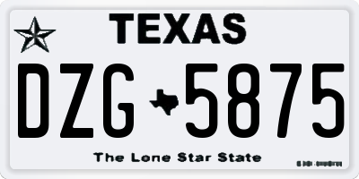 TX license plate DZG5875