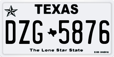 TX license plate DZG5876