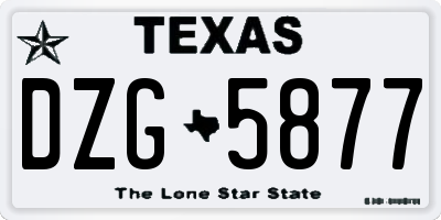 TX license plate DZG5877