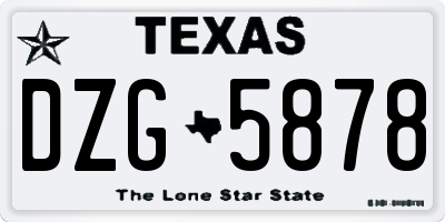 TX license plate DZG5878