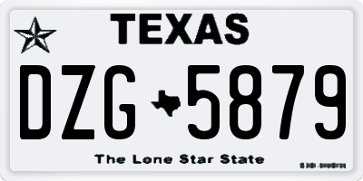 TX license plate DZG5879