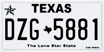 TX license plate DZG5881
