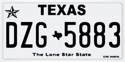TX license plate DZG5883