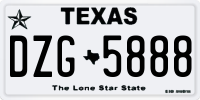 TX license plate DZG5888