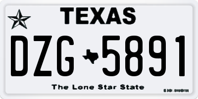 TX license plate DZG5891