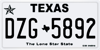 TX license plate DZG5892