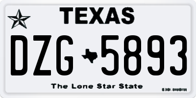 TX license plate DZG5893