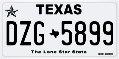 TX license plate DZG5899
