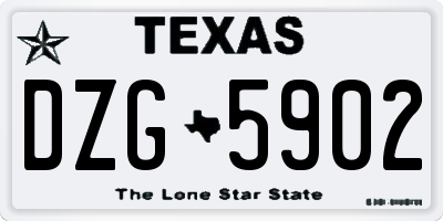 TX license plate DZG5902
