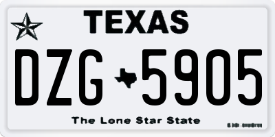 TX license plate DZG5905