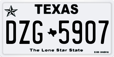 TX license plate DZG5907