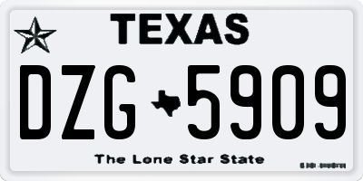 TX license plate DZG5909