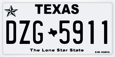TX license plate DZG5911