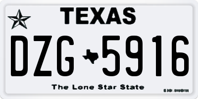 TX license plate DZG5916