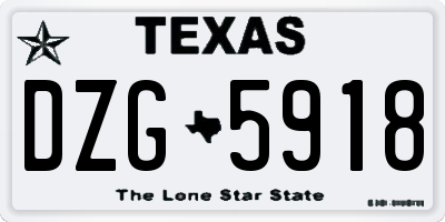 TX license plate DZG5918