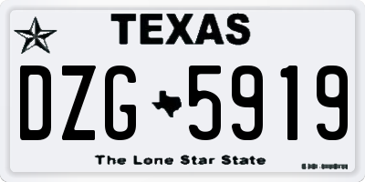 TX license plate DZG5919