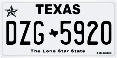 TX license plate DZG5920