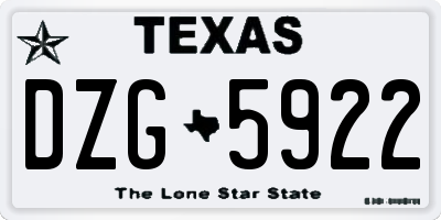 TX license plate DZG5922