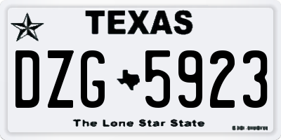 TX license plate DZG5923