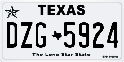 TX license plate DZG5924