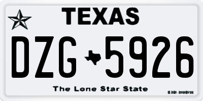 TX license plate DZG5926