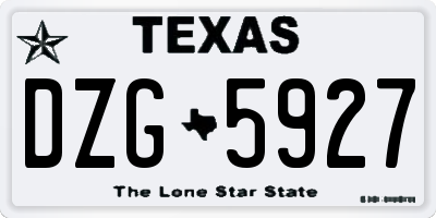 TX license plate DZG5927