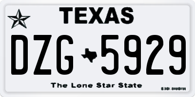 TX license plate DZG5929