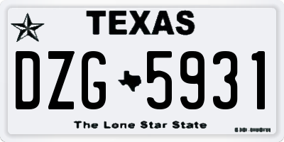 TX license plate DZG5931