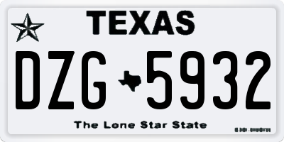 TX license plate DZG5932