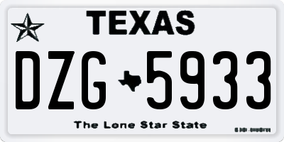 TX license plate DZG5933