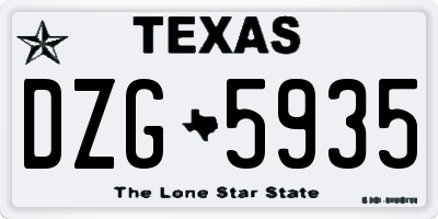 TX license plate DZG5935