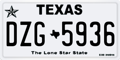 TX license plate DZG5936