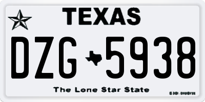 TX license plate DZG5938