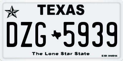 TX license plate DZG5939