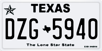 TX license plate DZG5940