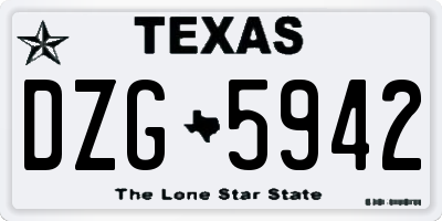 TX license plate DZG5942
