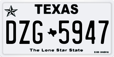 TX license plate DZG5947
