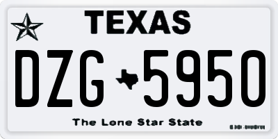 TX license plate DZG5950