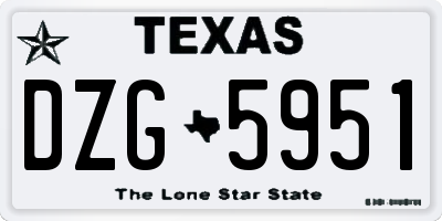 TX license plate DZG5951