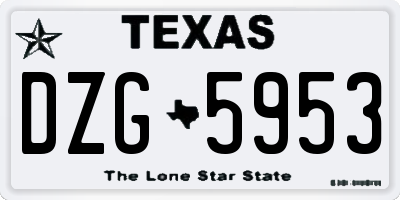 TX license plate DZG5953