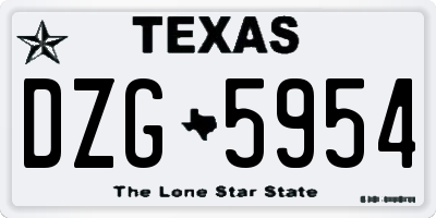 TX license plate DZG5954
